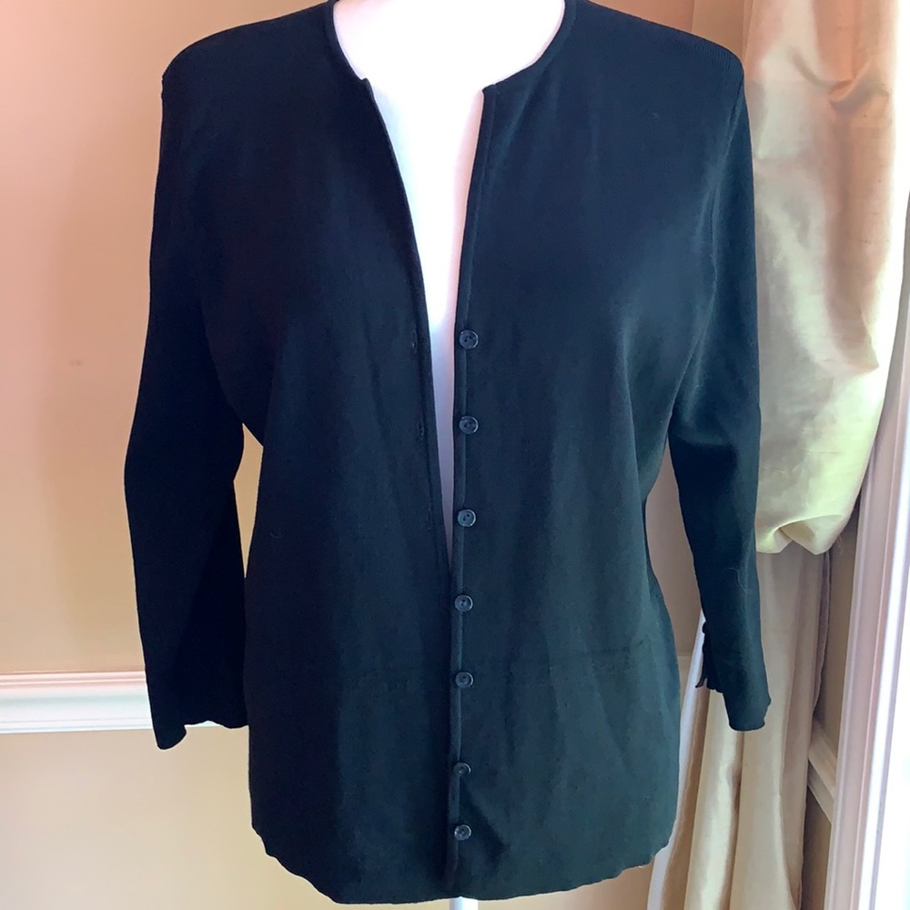 Talbots Flat Knit 3/4 Sleeve Sweater Jacket Cardi